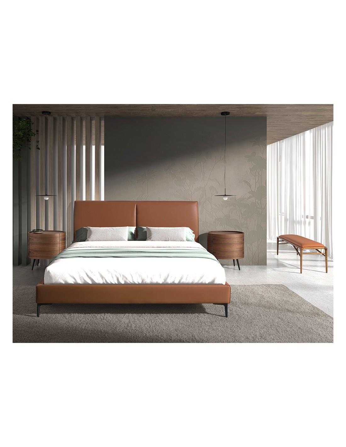 Banqueta polipiel marrón