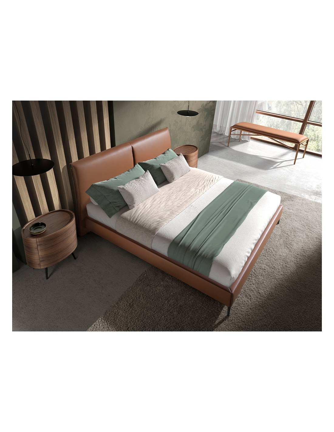 Banqueta polipiel marrón