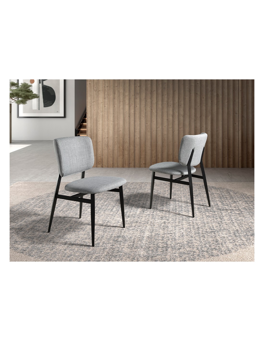 Silla tela gris claro