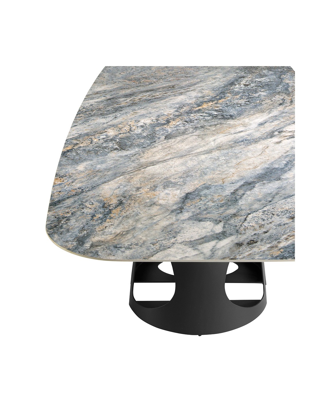 Mesa comedor ovalada barril mármol porcelánico...