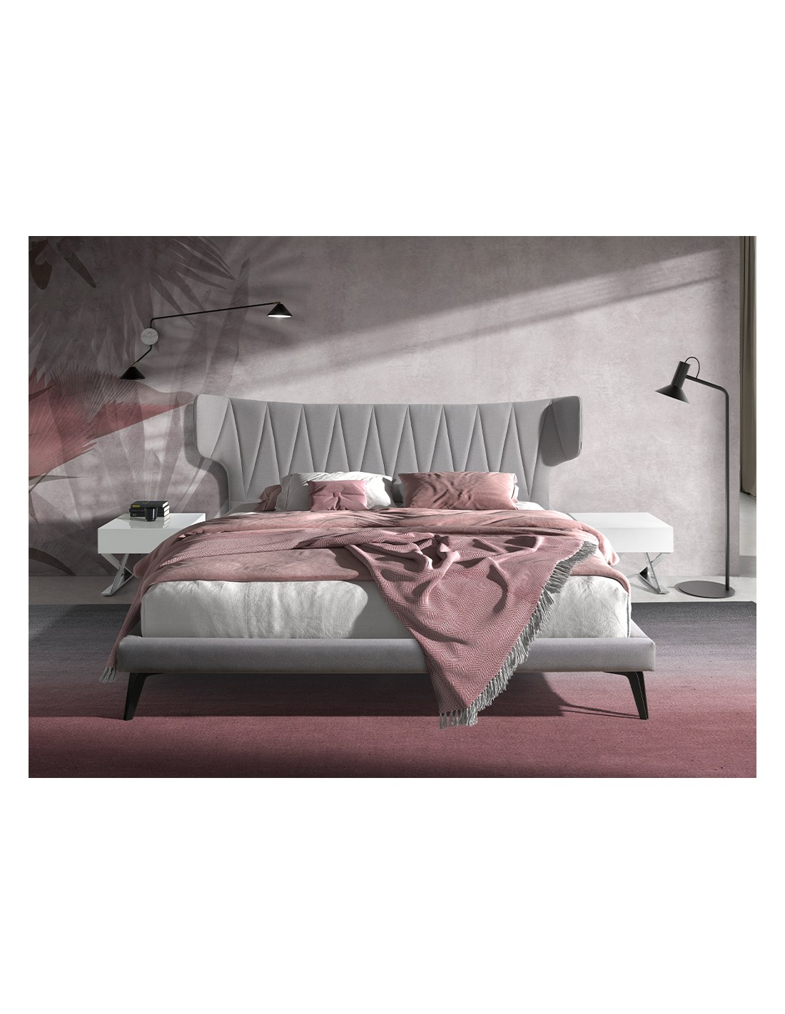 Cama tela color gris claro