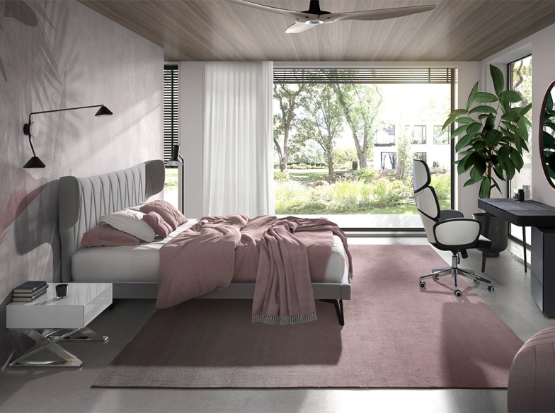 Cama tela color gris claro