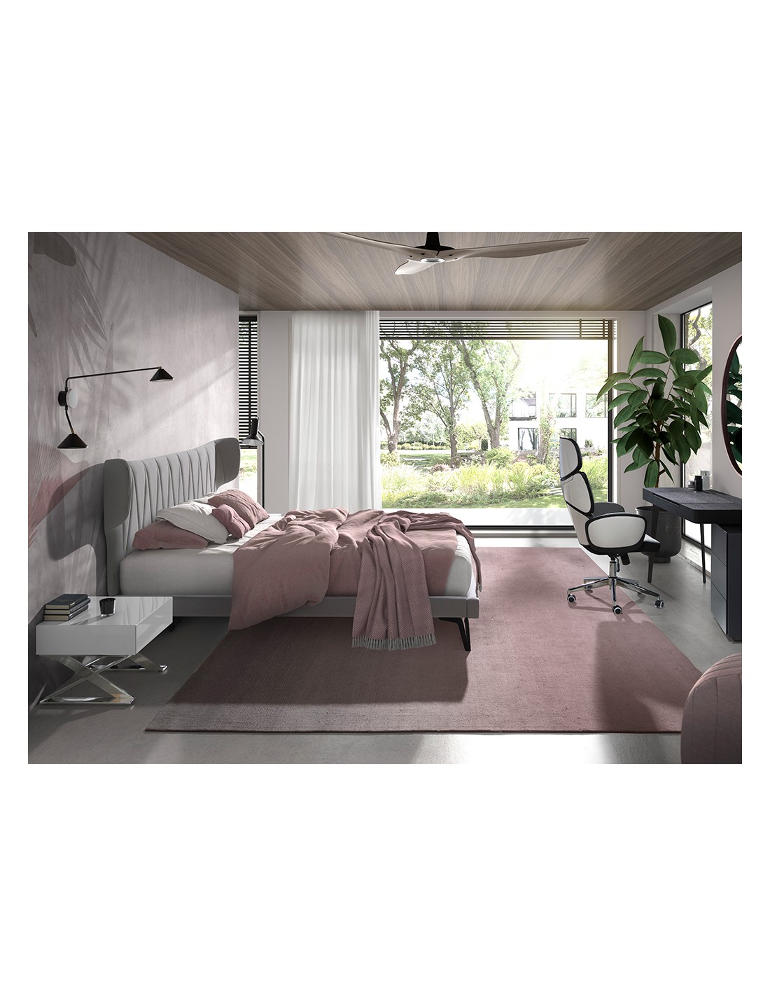 Cama tela color gris claro