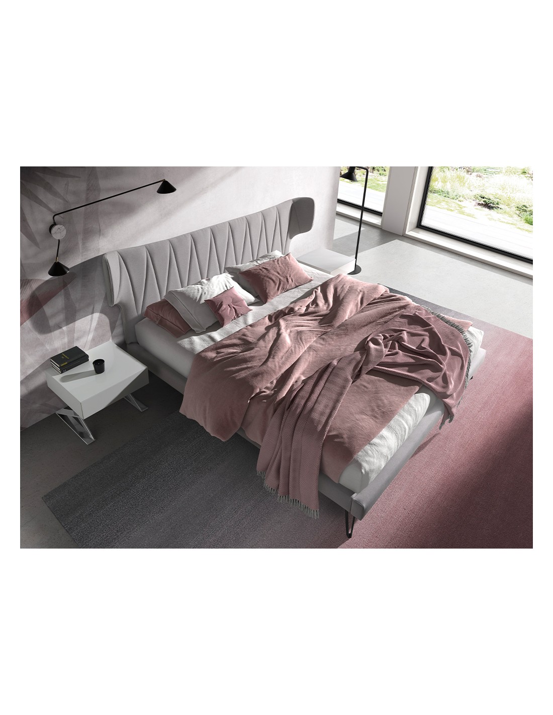 Cama tela color gris claro