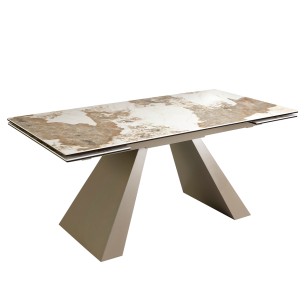 Mesa comedor extensible rectangular mármol porcelánico y...