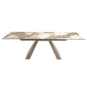 Mesa comedor extensible rectangular mármol porcelánico y... 2