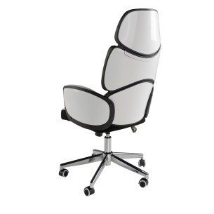 Silla oficina giratoria tela gris claro y pvc blanco brillo 2