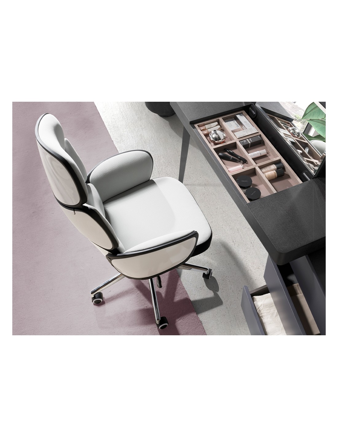 Silla oficina giratoria tela gris claro y pvc...