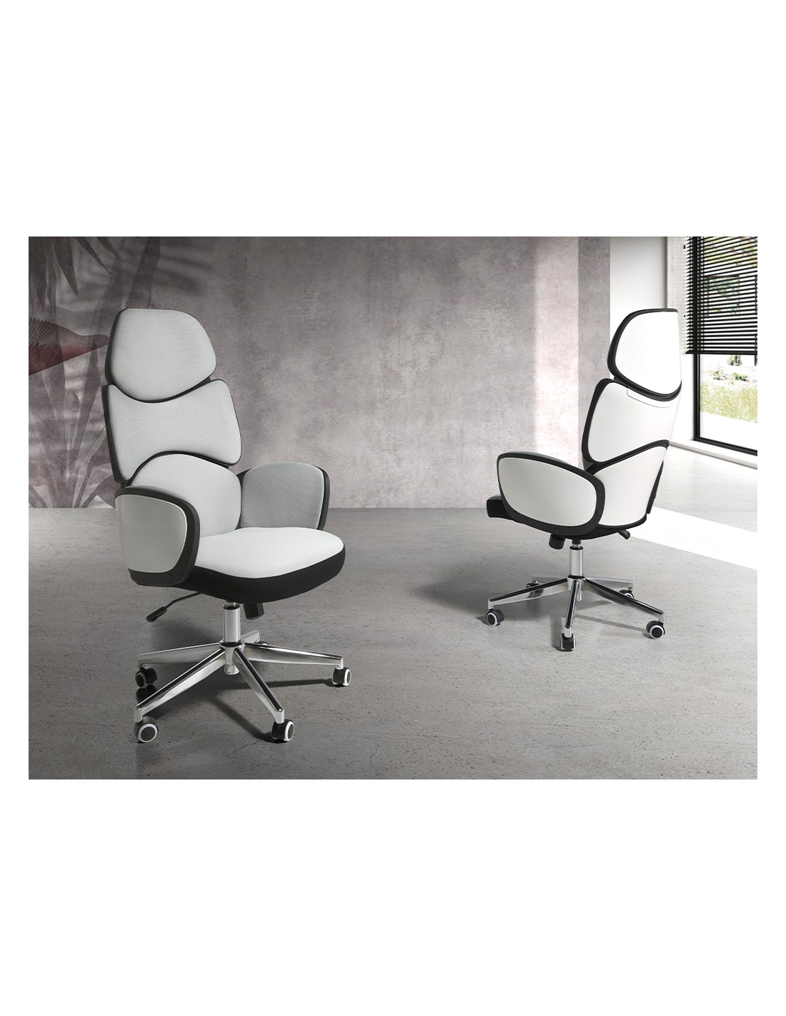 Silla oficina giratoria tela gris claro y pvc...