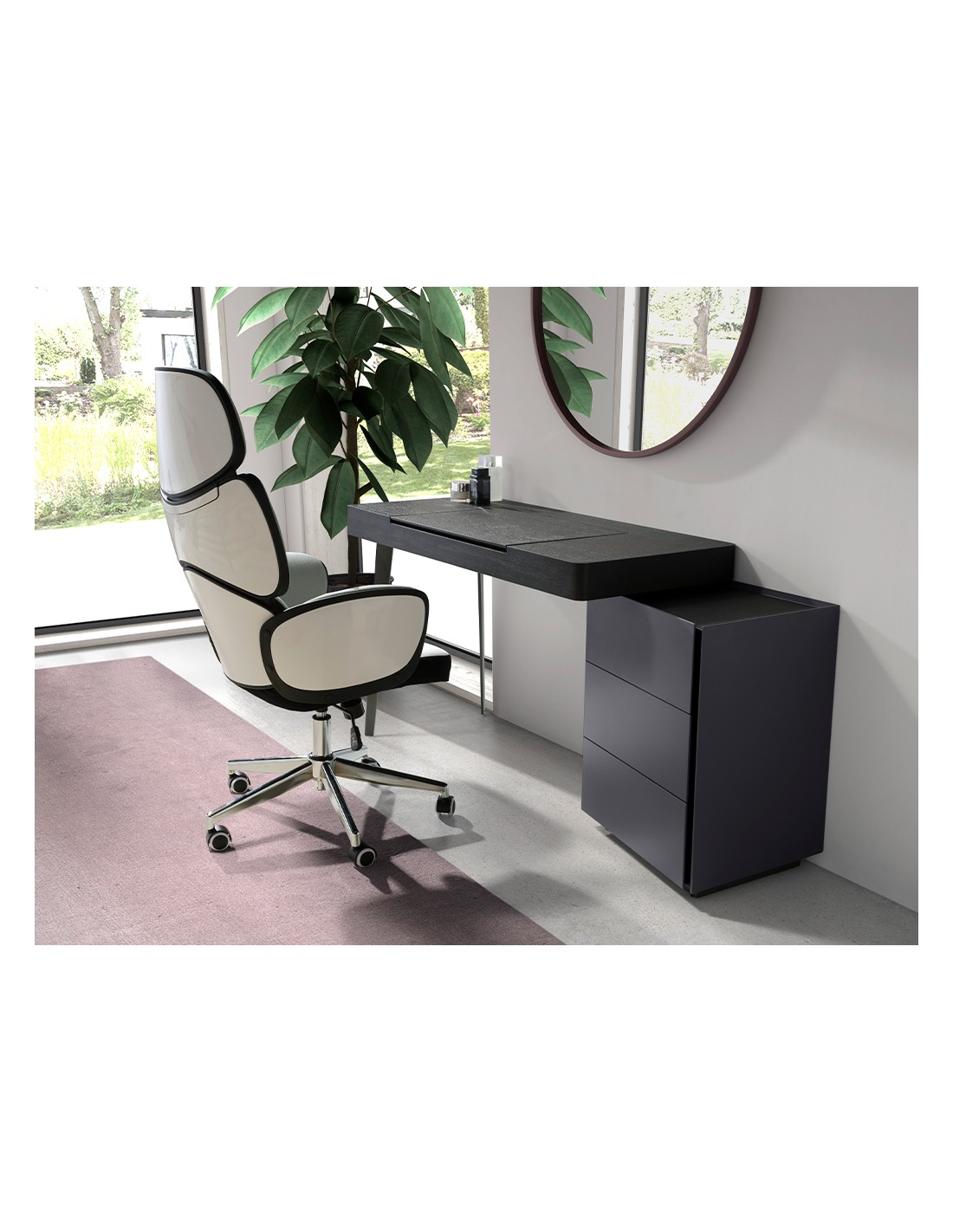 Silla oficina giratoria tela gris claro y pvc...