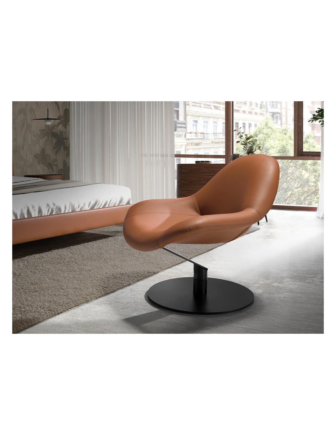 Sillón giratorio polipiel marrón