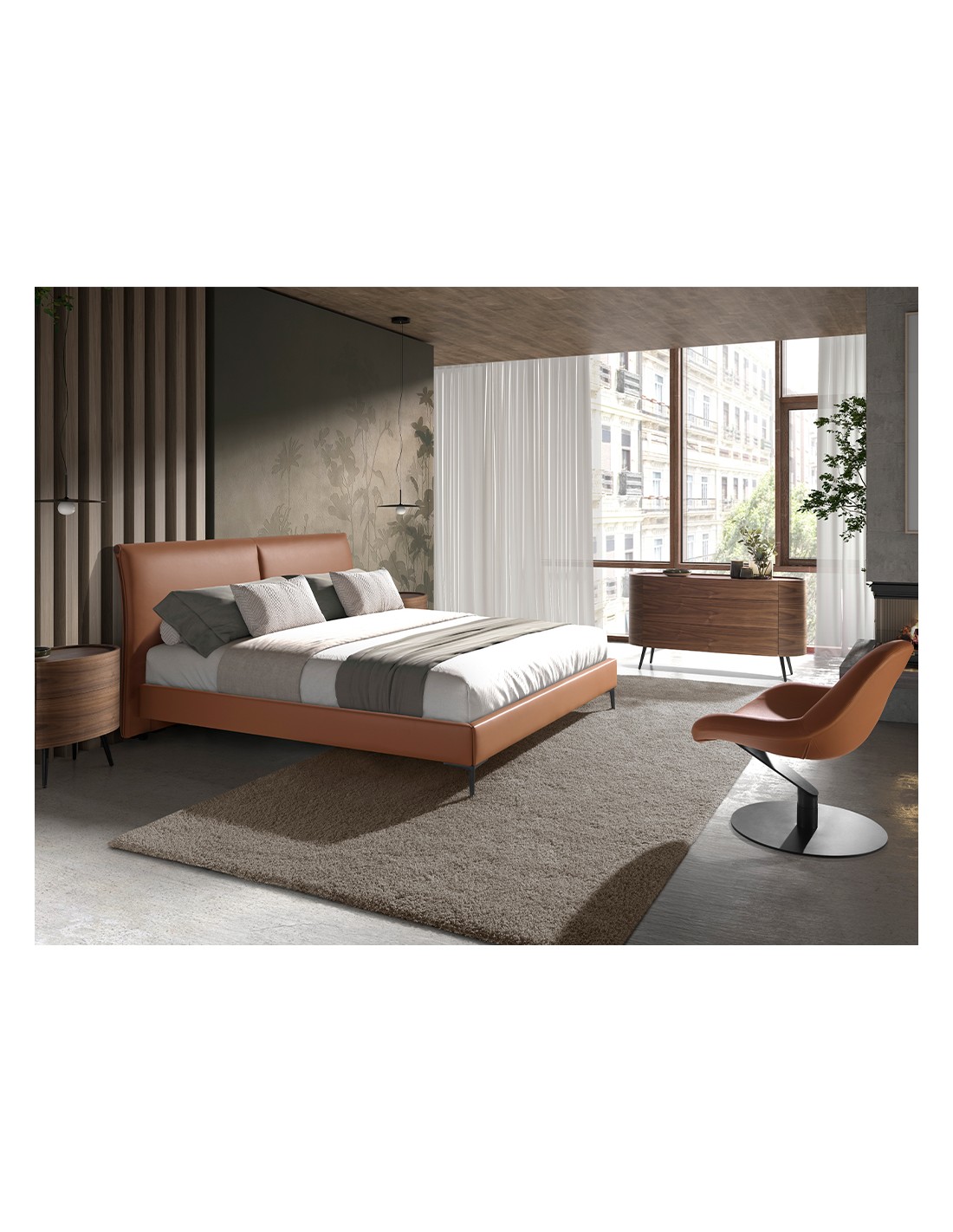 Sillón giratorio polipiel marrón