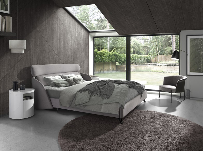 Sillón tela gris y polipiel gris oscuro