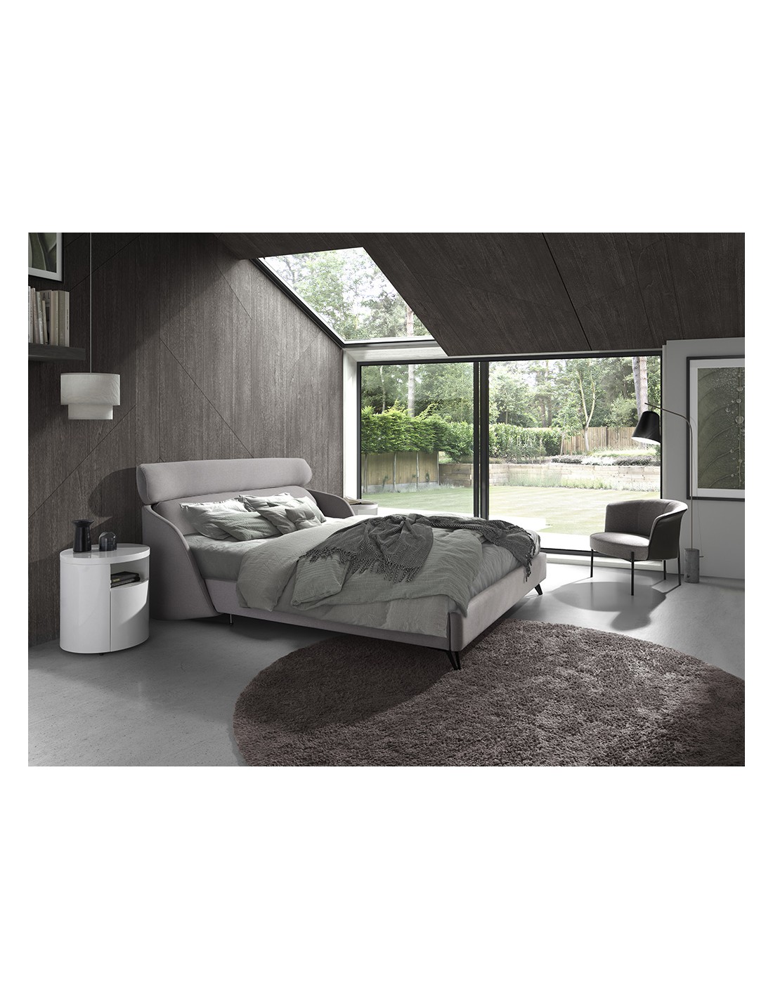 Sillón tela gris y polipiel gris oscuro