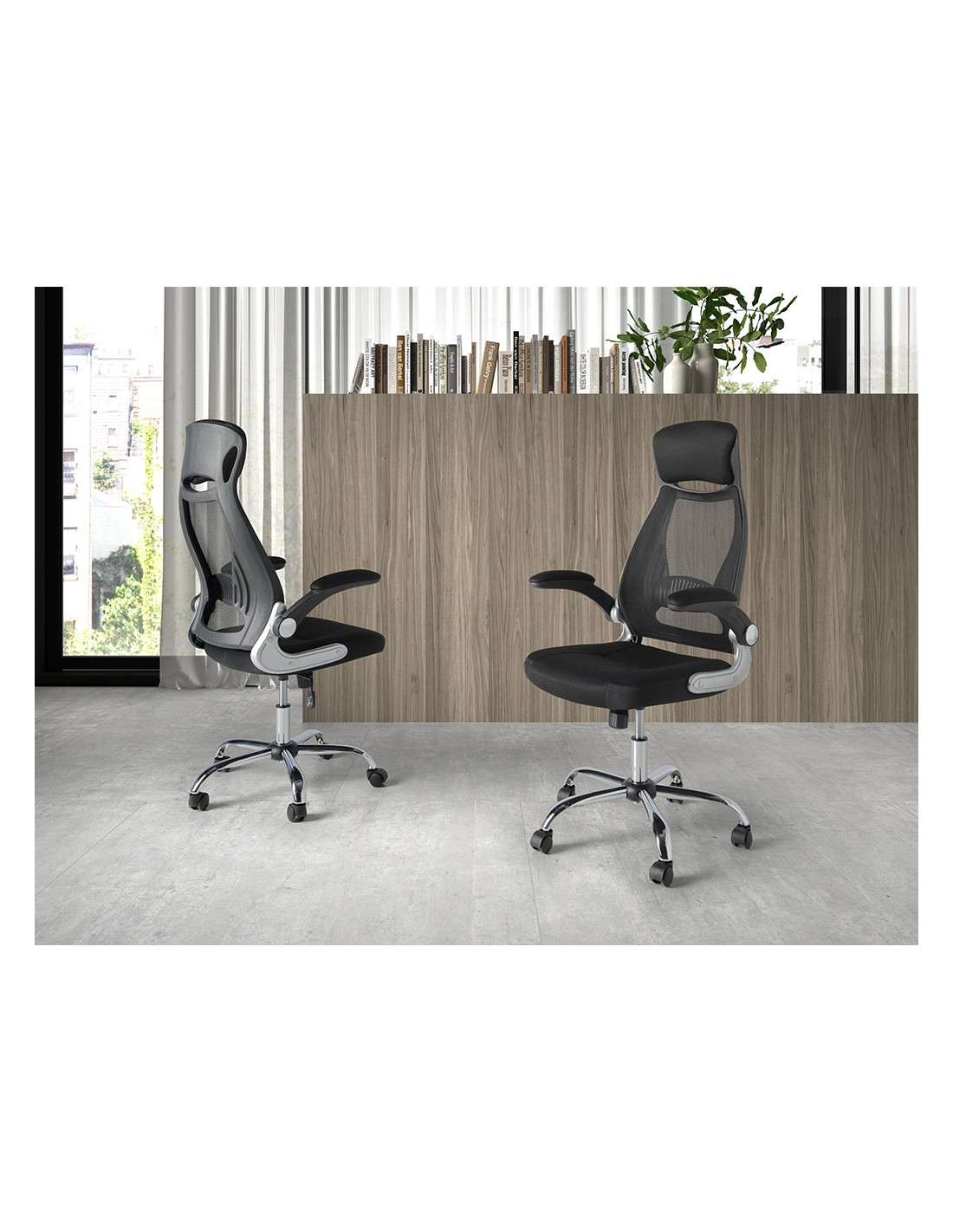 Silla oficina giratoria tela negra