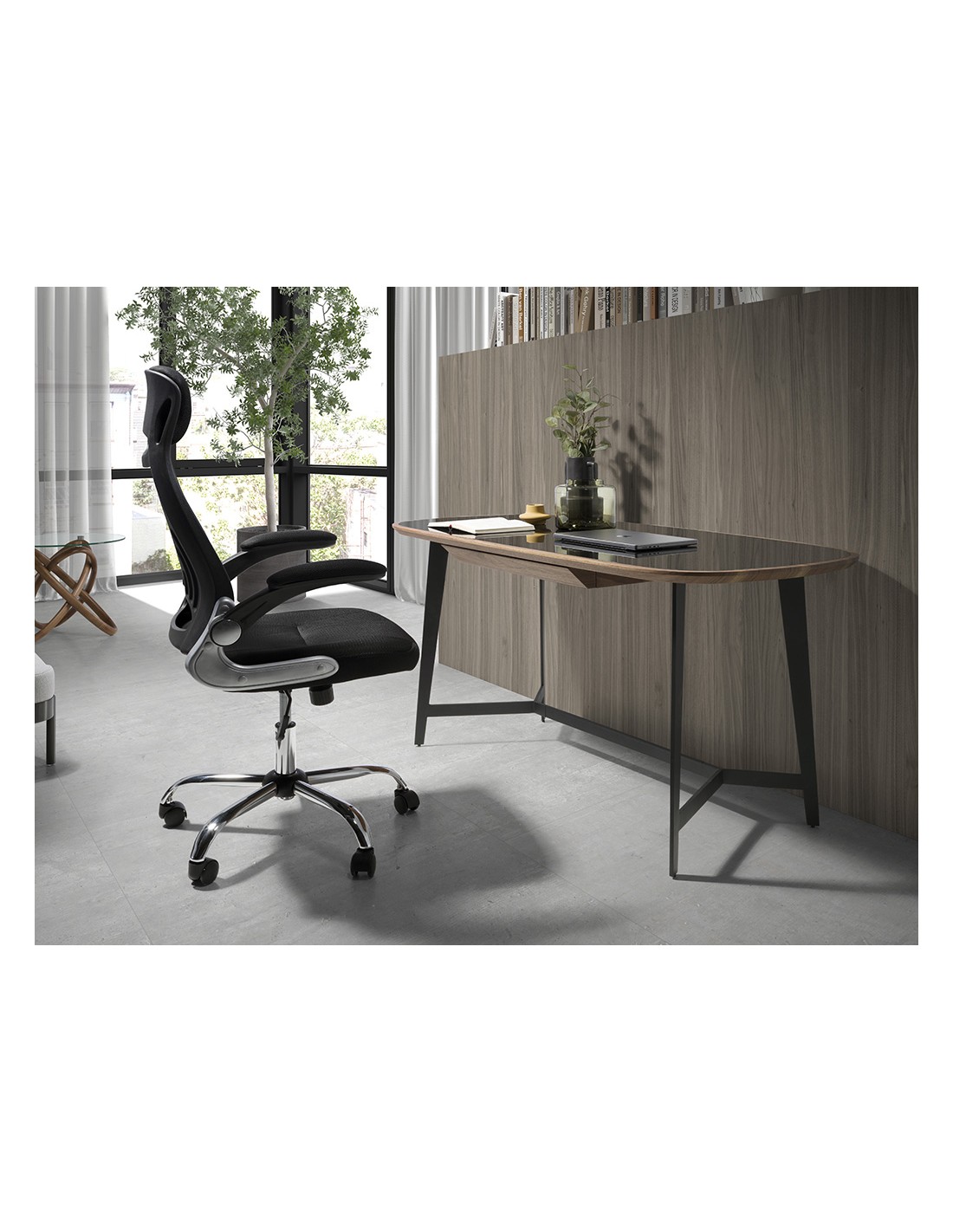 Silla oficina giratoria tela negra