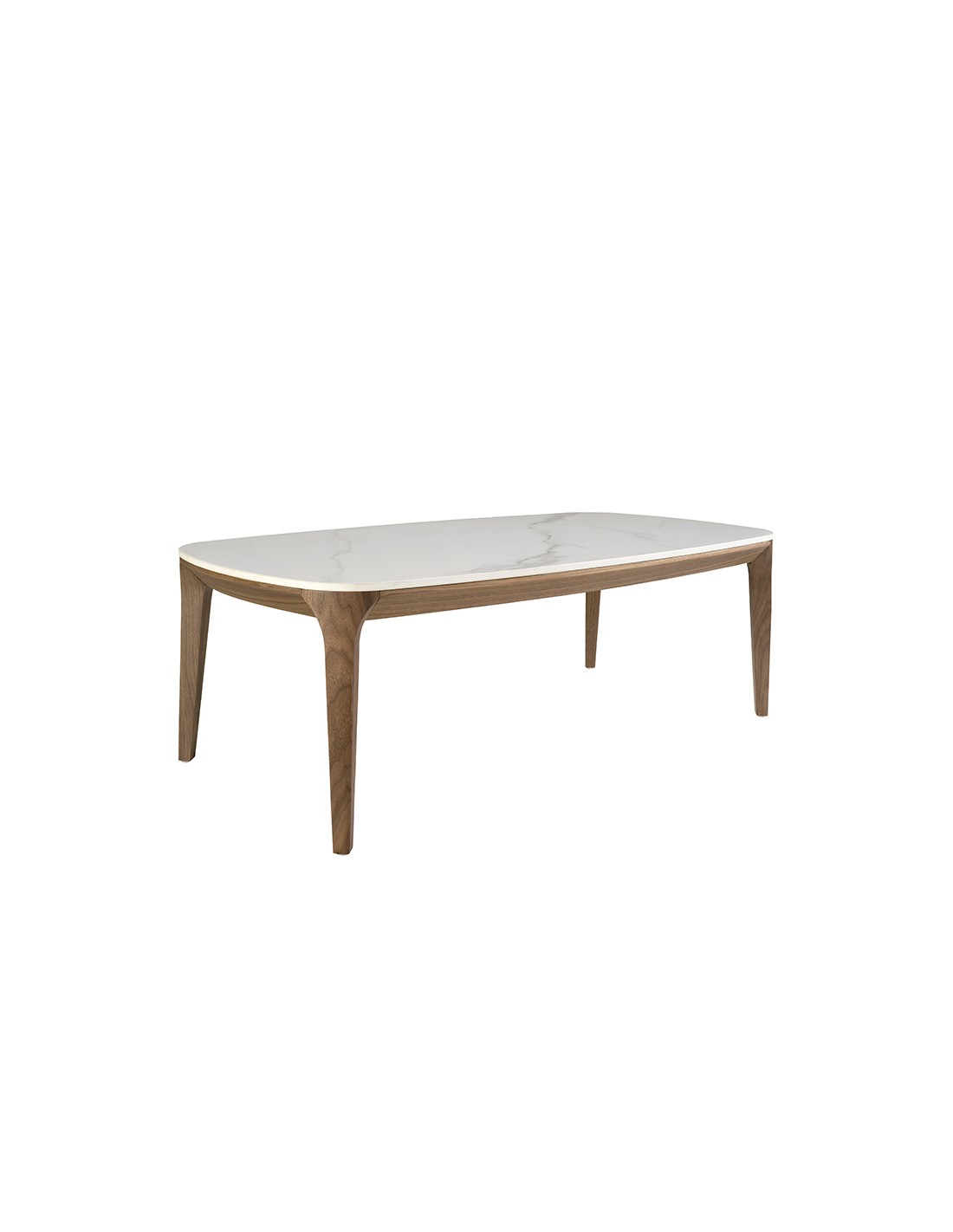 Mesa centro ovalada barril mármol porcelánico y...