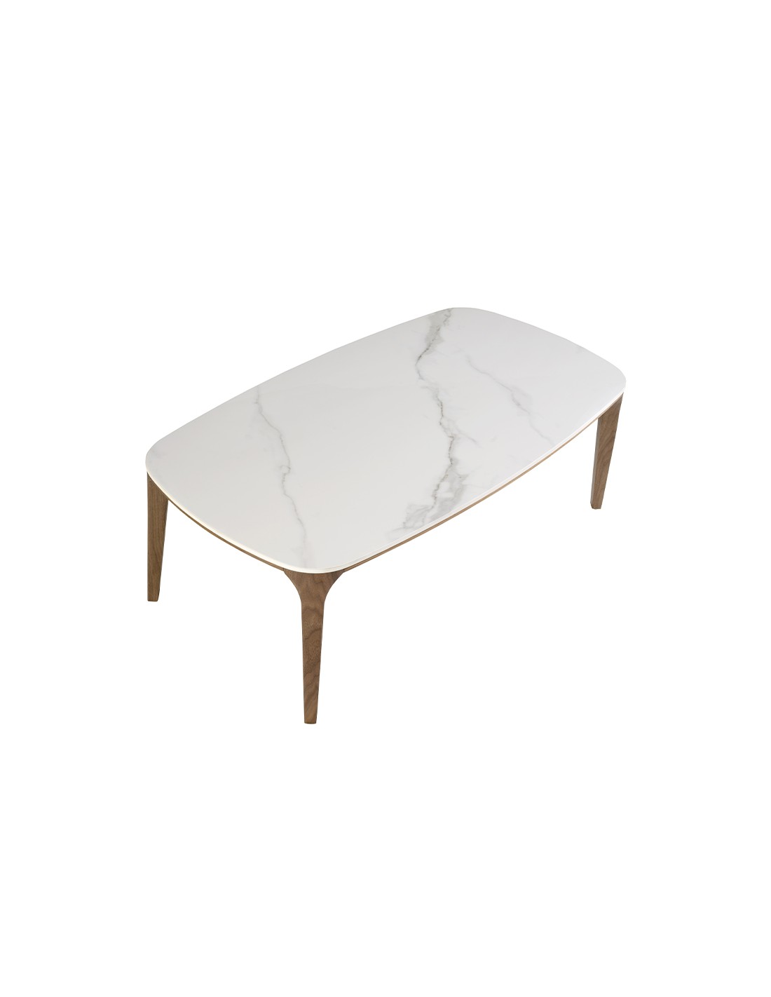 Mesa centro ovalada barril mármol porcelánico y...