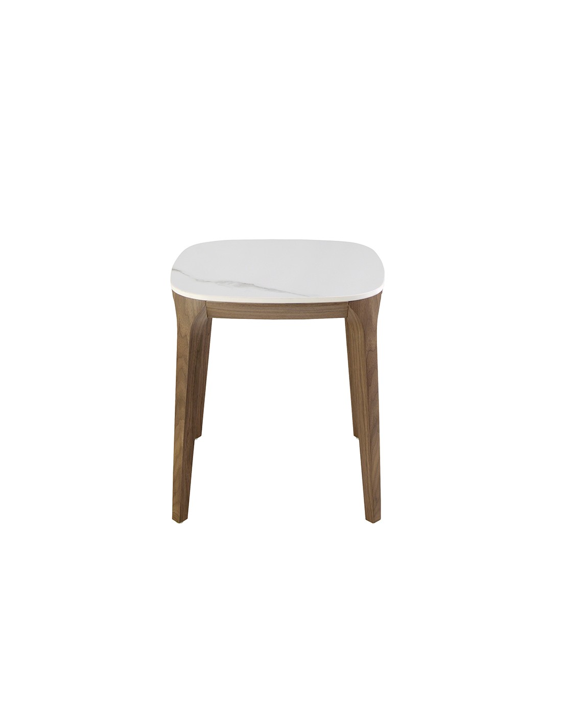 Mesa rincón cuadrada mármol porcelánico y nogal