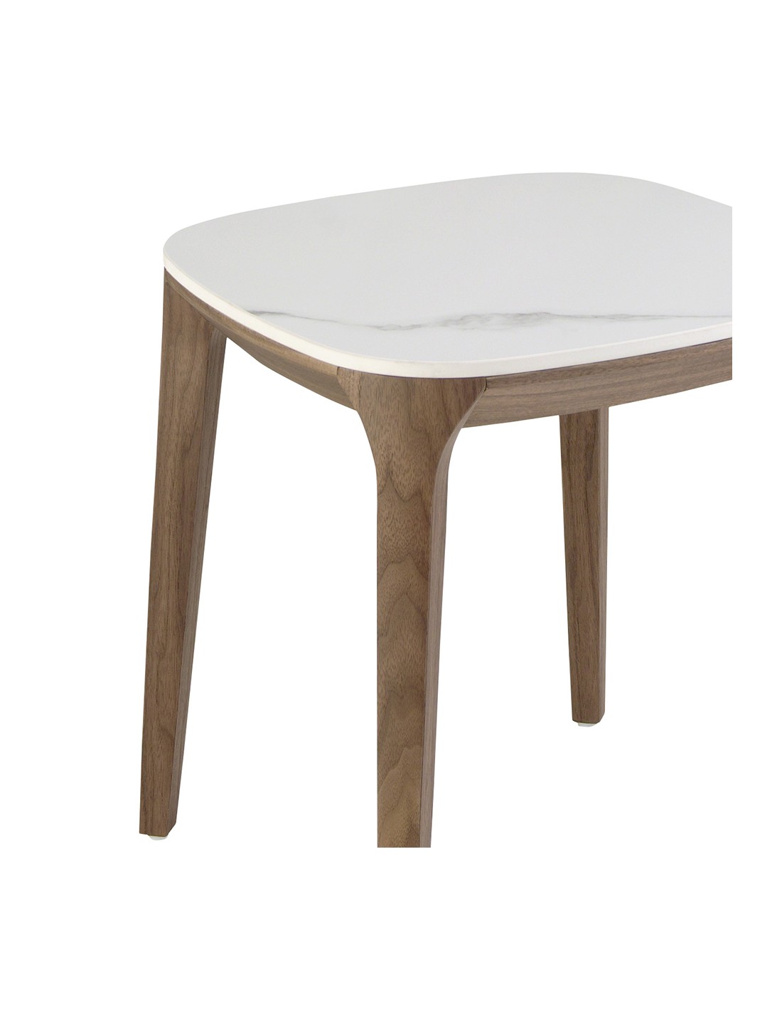 Mesa rincón cuadrada mármol porcelánico y nogal