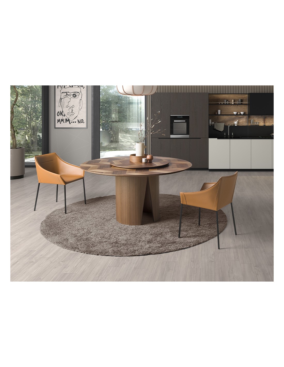 Mesa comedor redonda nogal