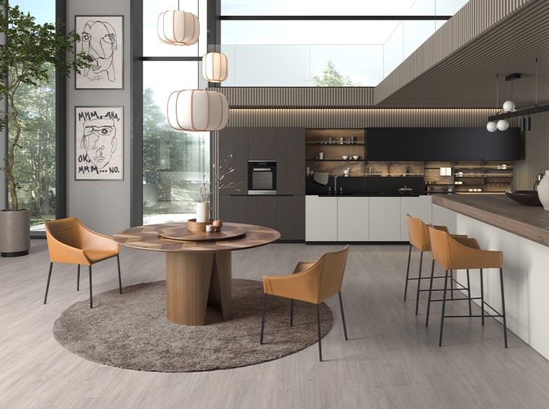 Mesa comedor redonda nogal