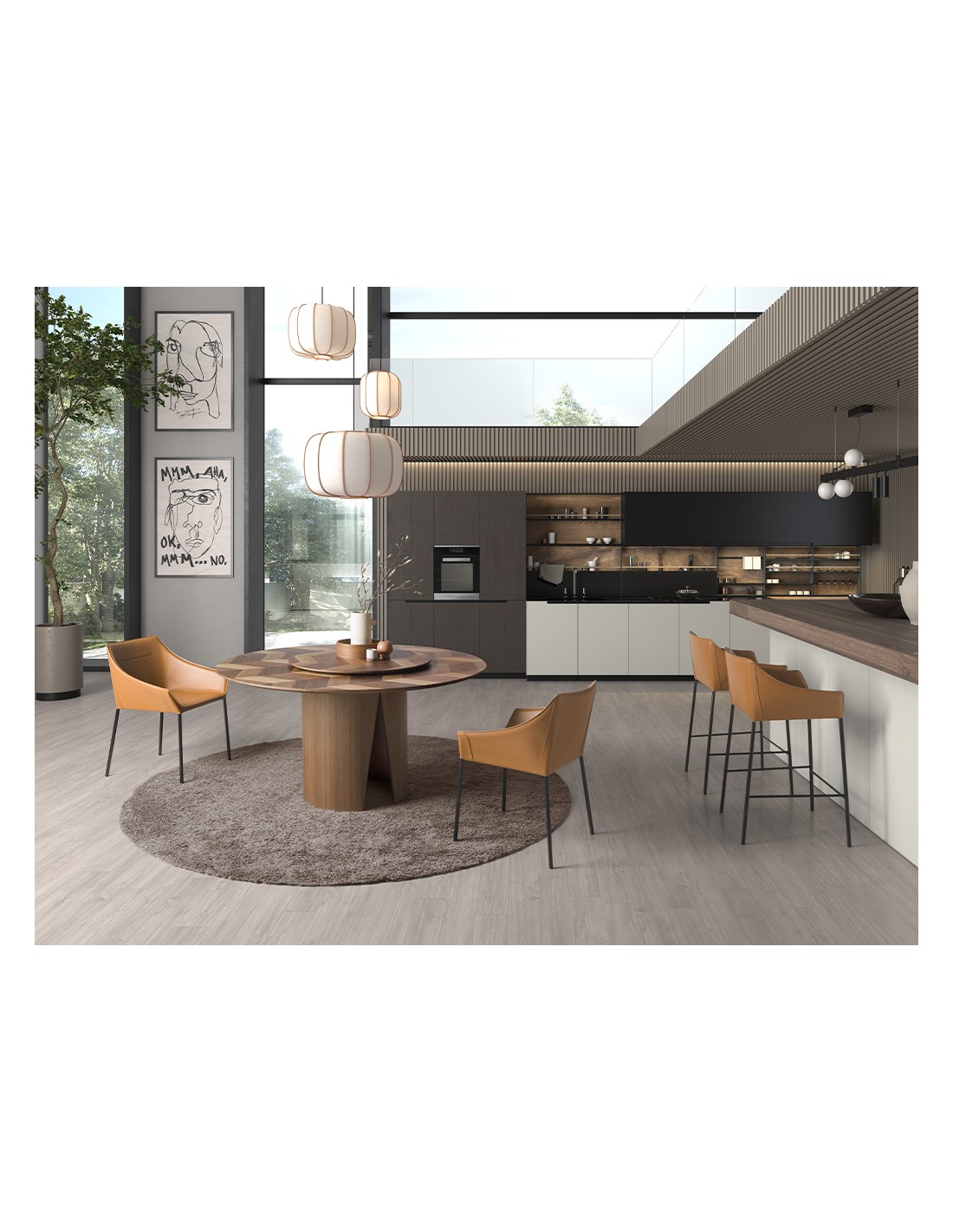 Mesa comedor redonda nogal