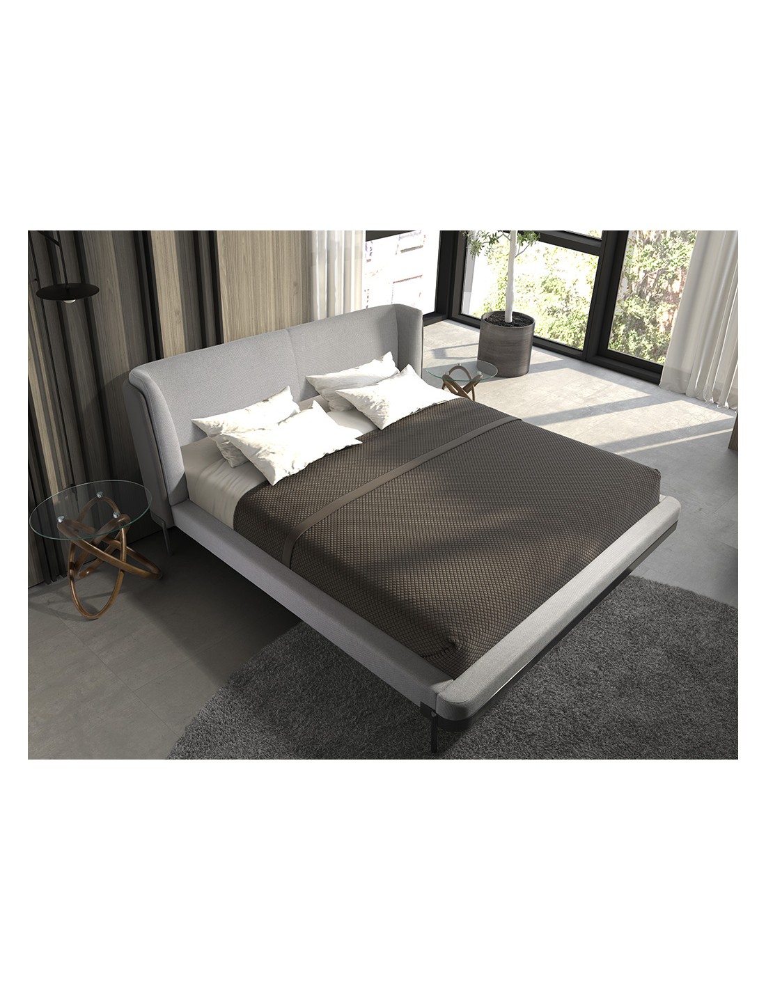 Cama tela color gris claro
