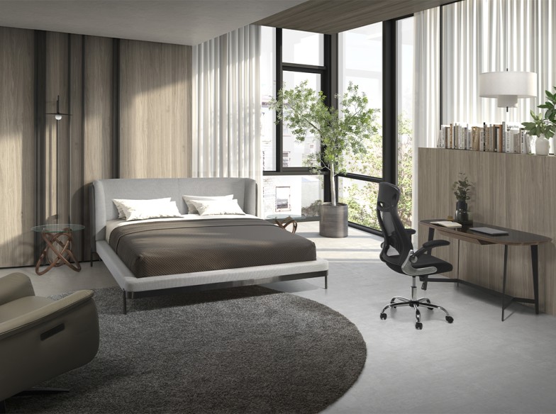 Cama tela color gris claro