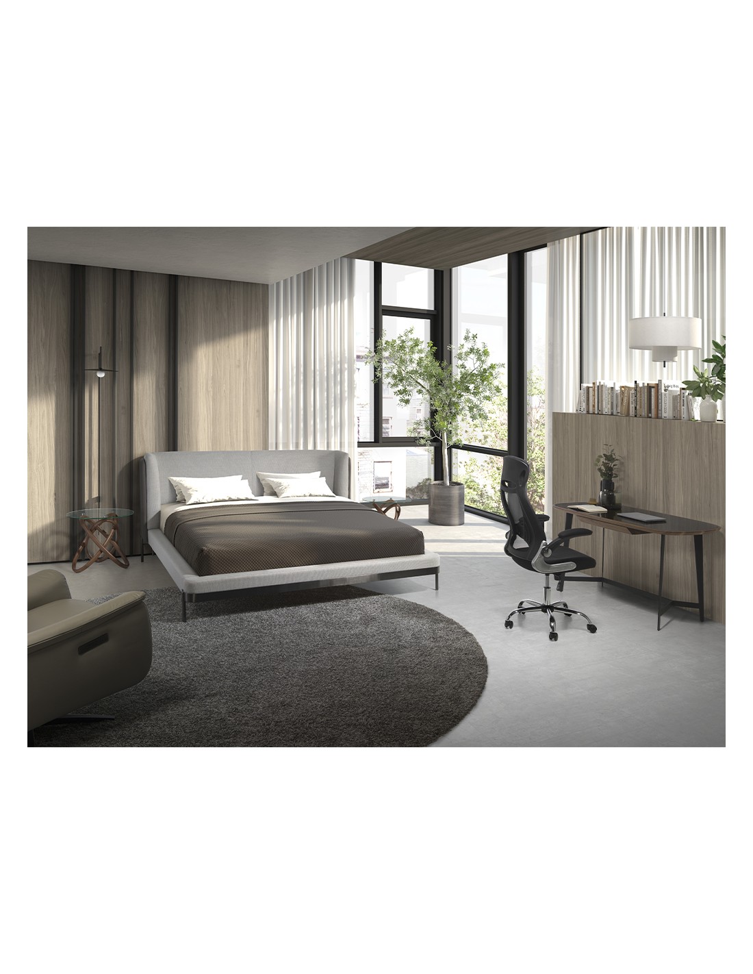 Cama tela color gris claro