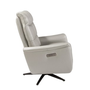 Sillón relax giratorio piel gris