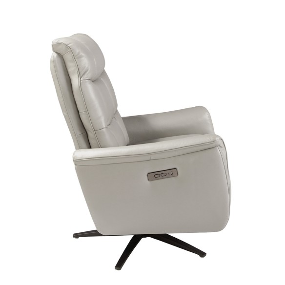 Sillón relax giratorio piel gris