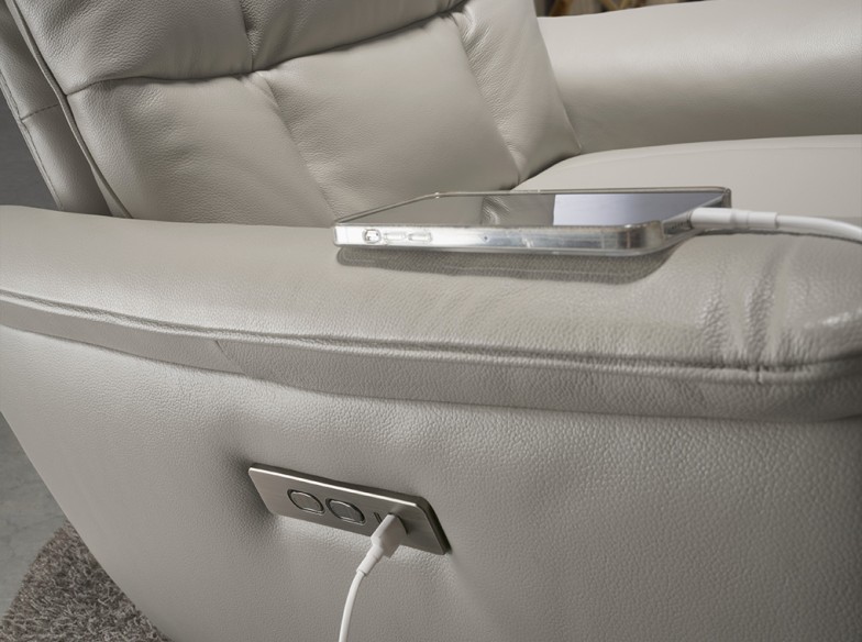 Sillón relax giratorio piel gris