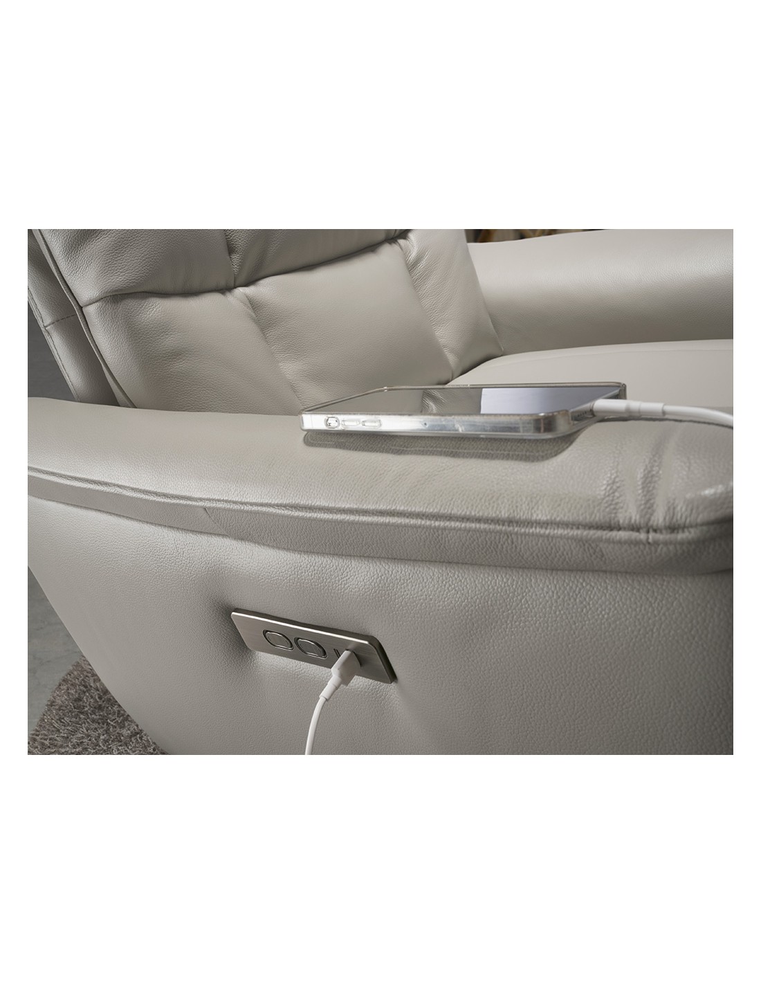 Sillón relax giratorio piel gris