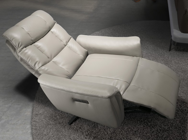 Sillón relax giratorio piel gris