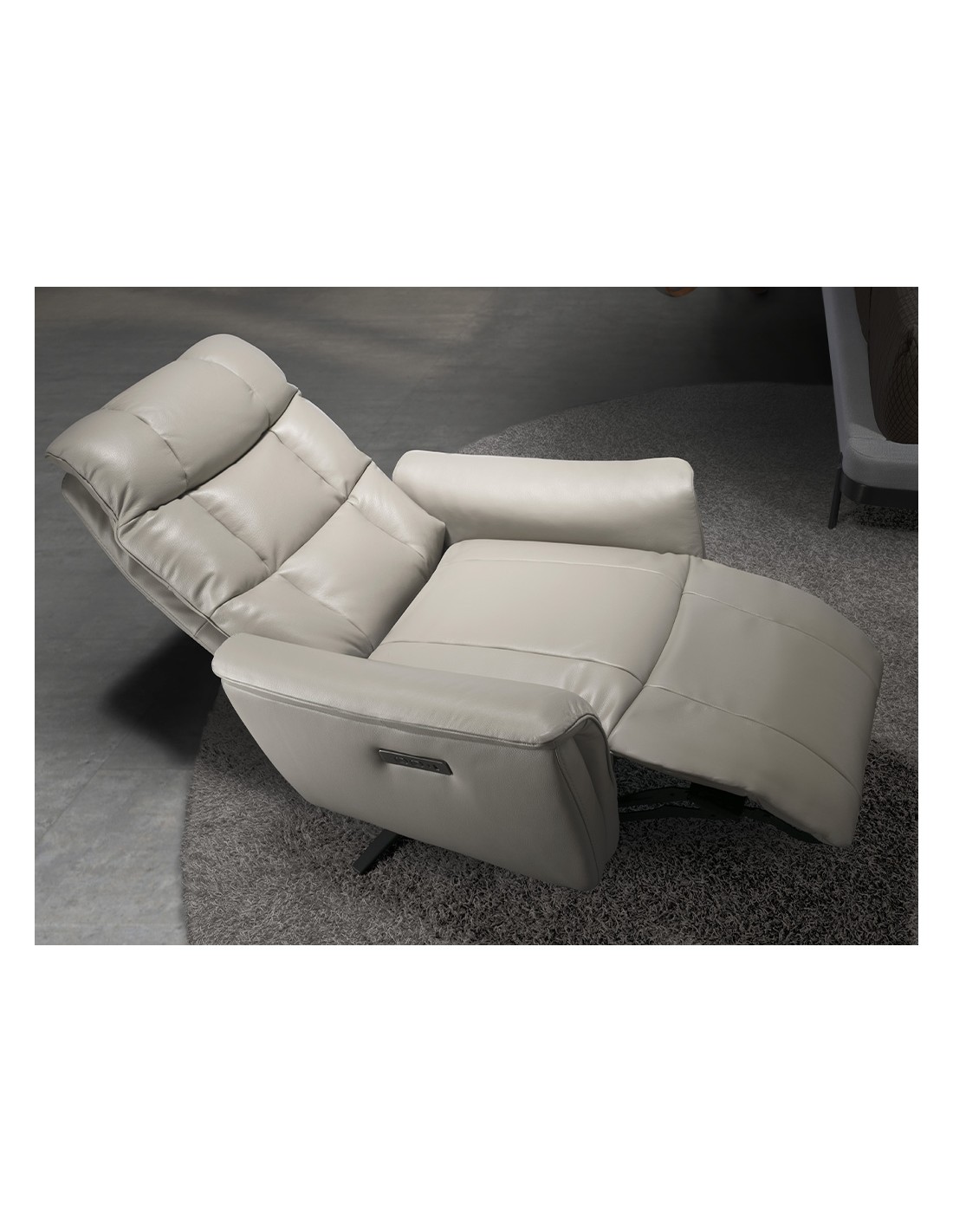 Sillón relax giratorio piel gris