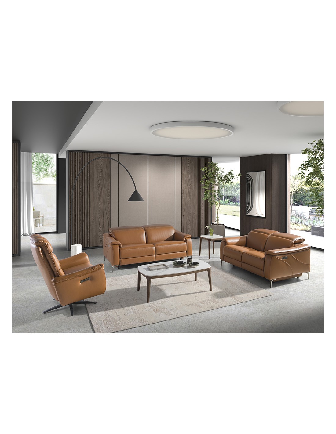 Sillón relax giratorio piel marrón