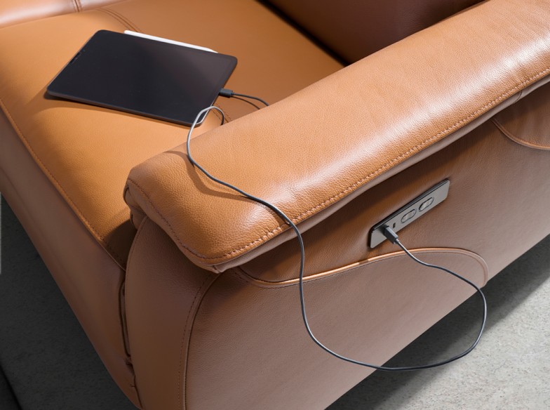 Sofá relax 2 plazas piel marrón