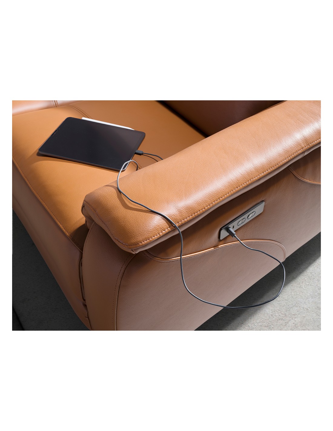 Sofá relax 2 plazas piel marrón