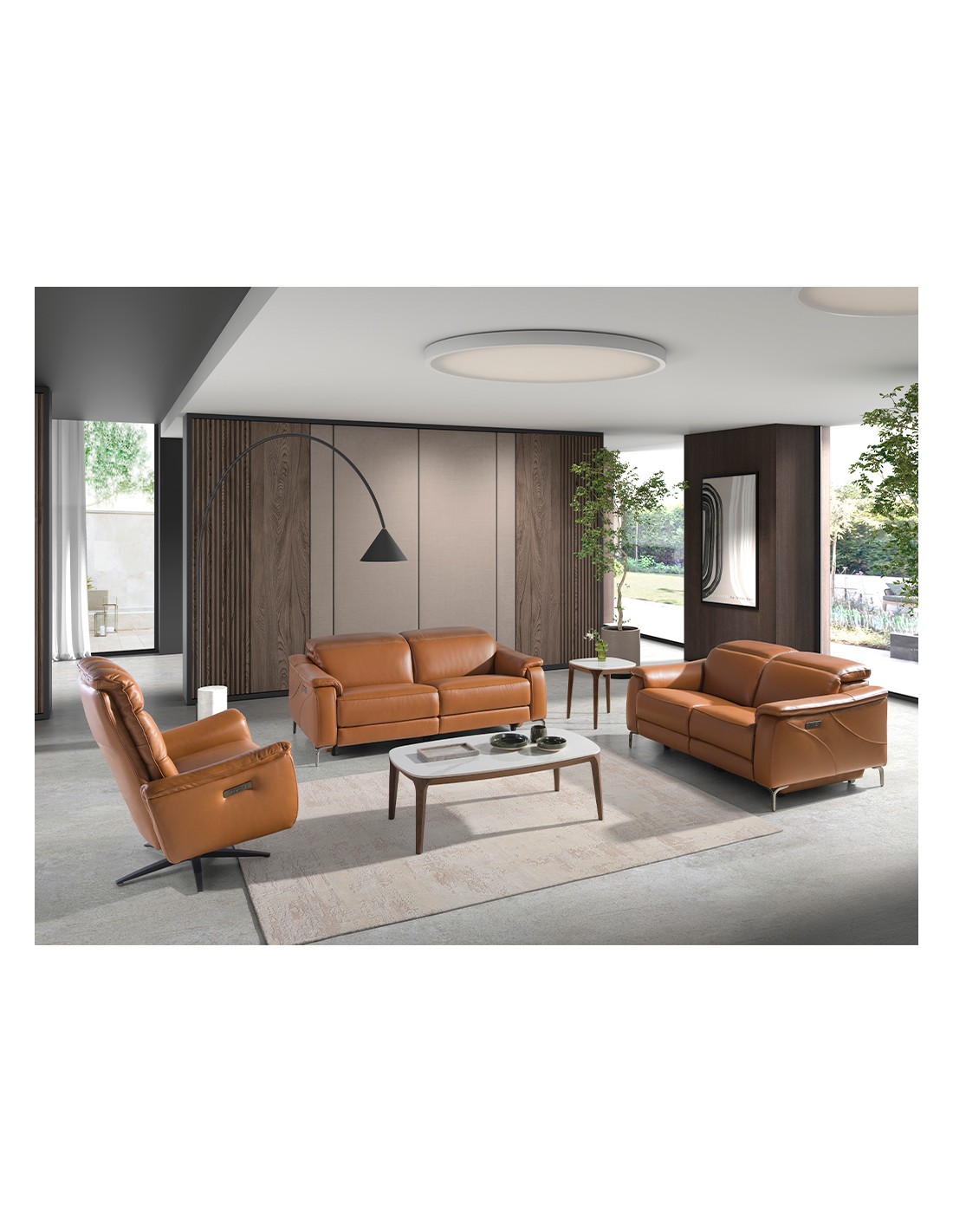 Sofá relax 2 plazas piel marrón