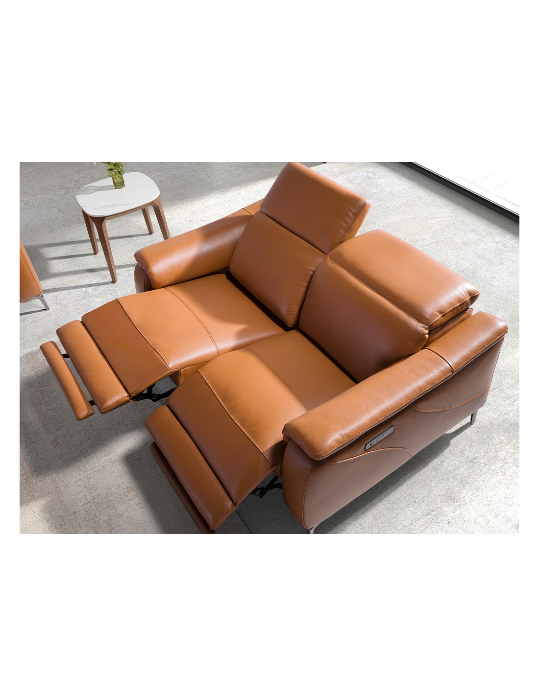 Sofá relax 2 plazas piel marrón