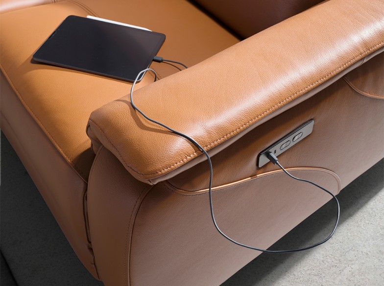 Sofá relax 3 plazas piel marrón