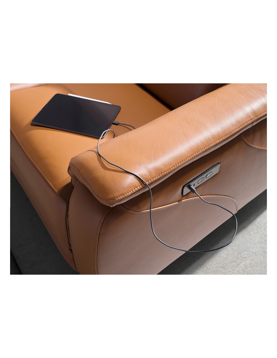 Sofá relax 3 plazas piel marrón