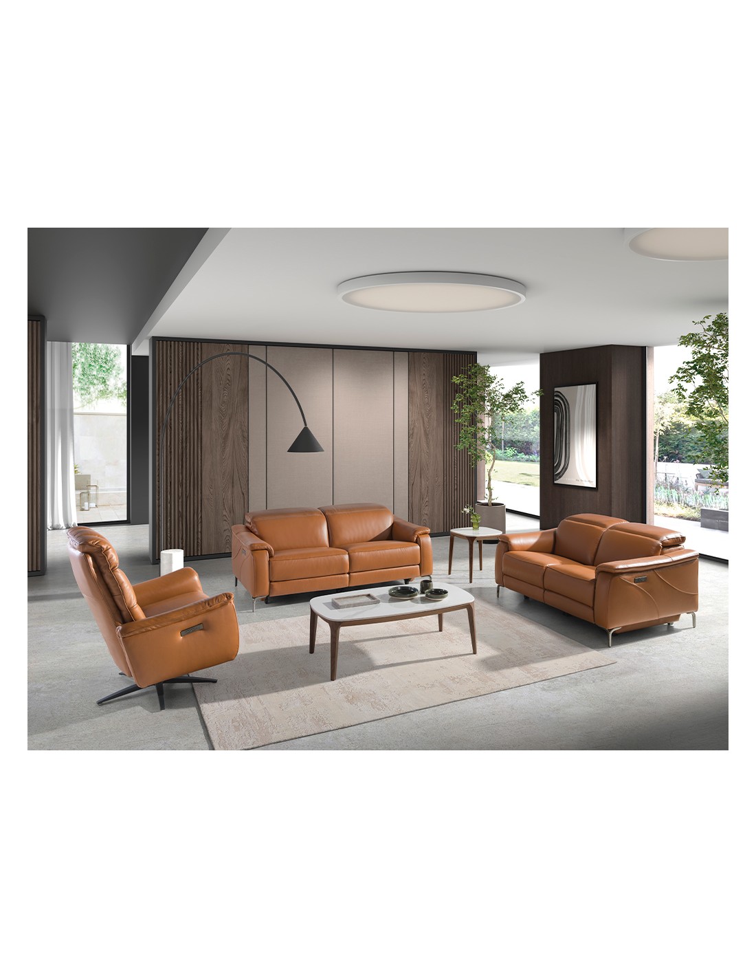 Sofá relax 3 plazas piel marrón