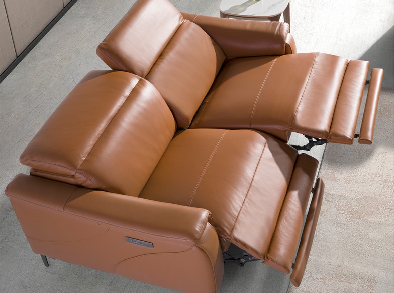 Sofá relax 3 plazas piel marrón
