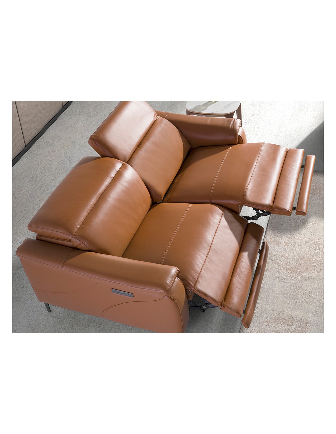 Sofá relax 3 plazas piel marrón