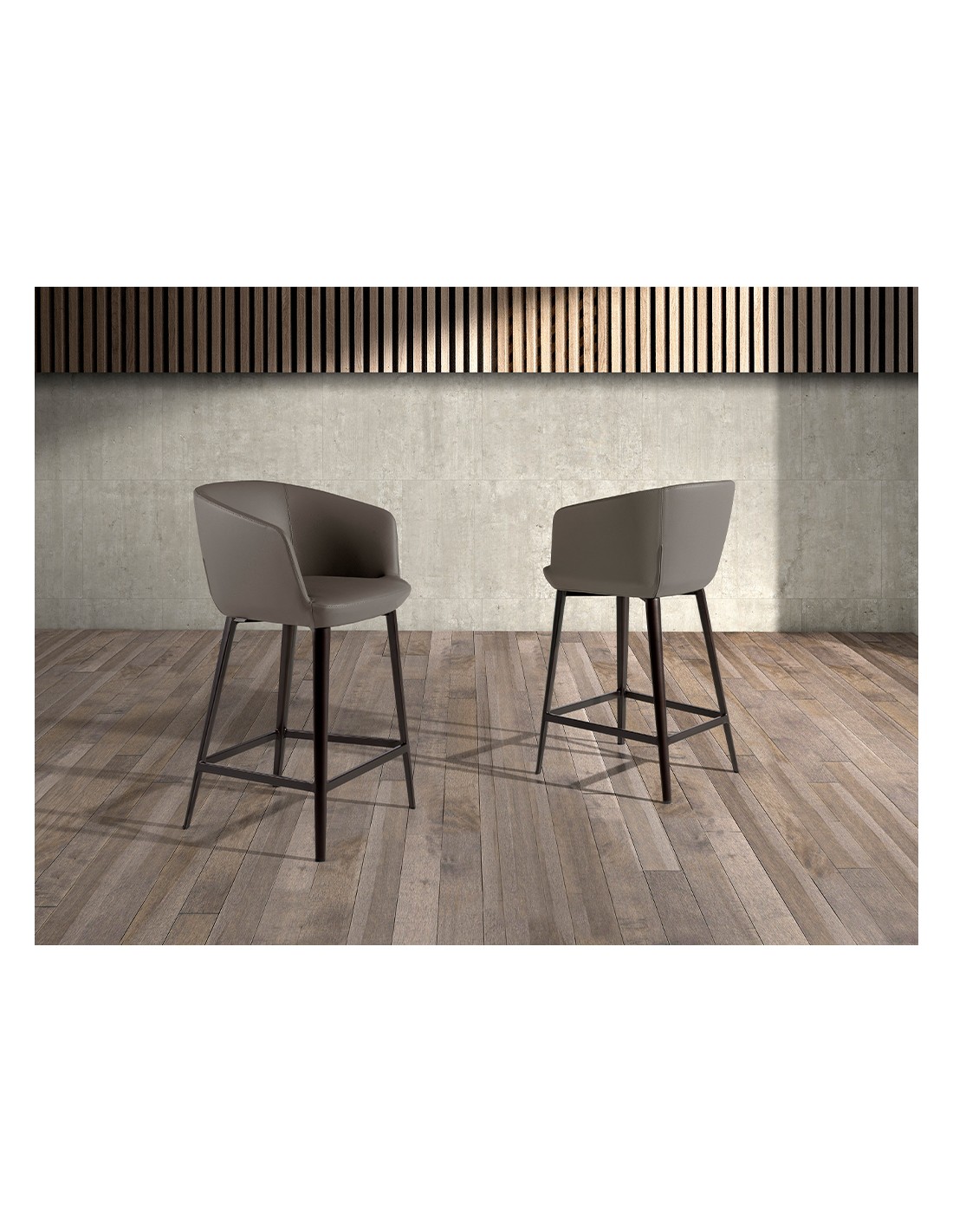 Taburete polipiel gris taupe