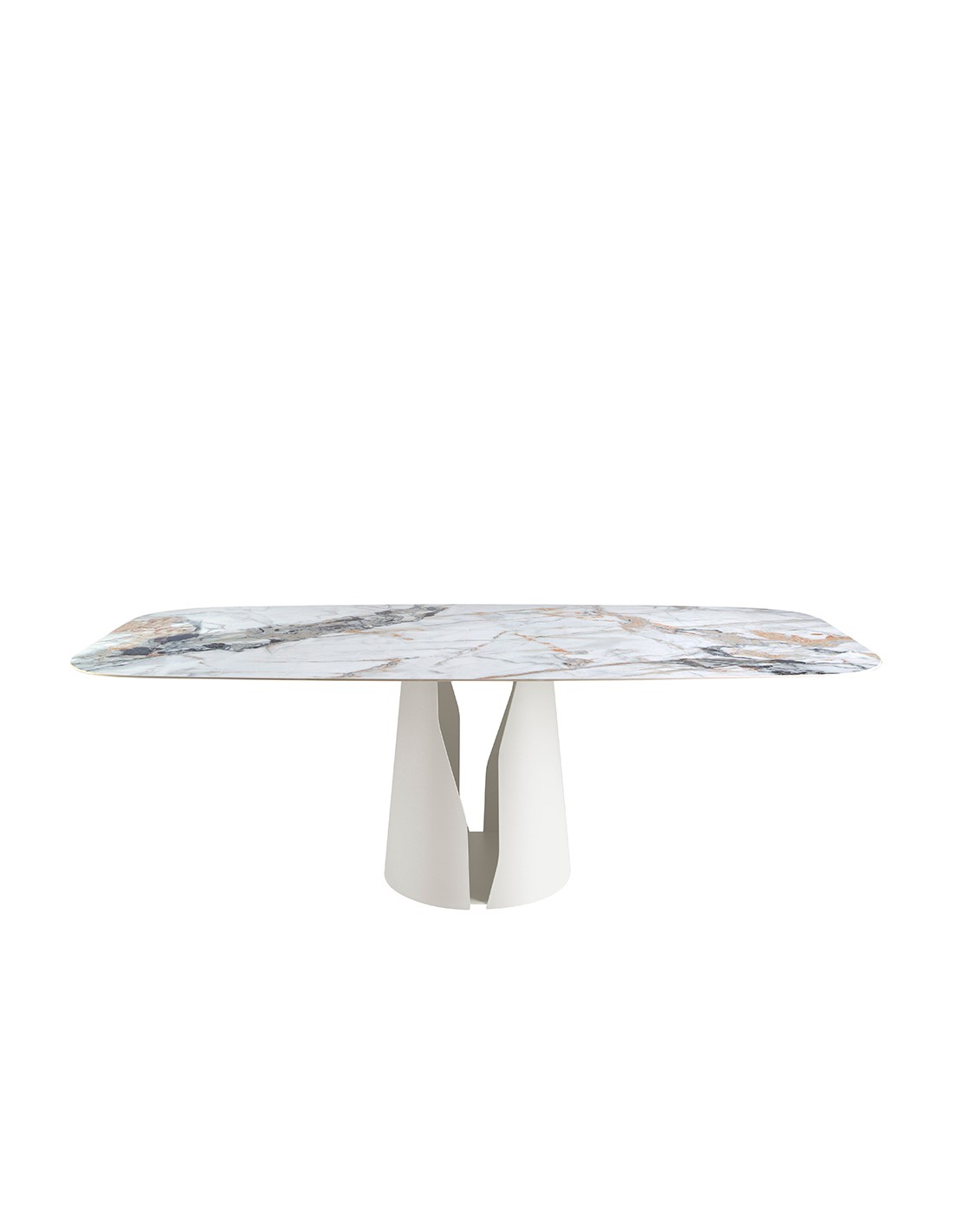 Mesa comedor ovalada barril mármol porcelánico...