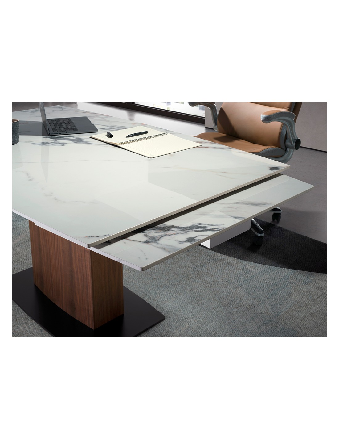 Mesa comedor extensible ovalada barril mármol...