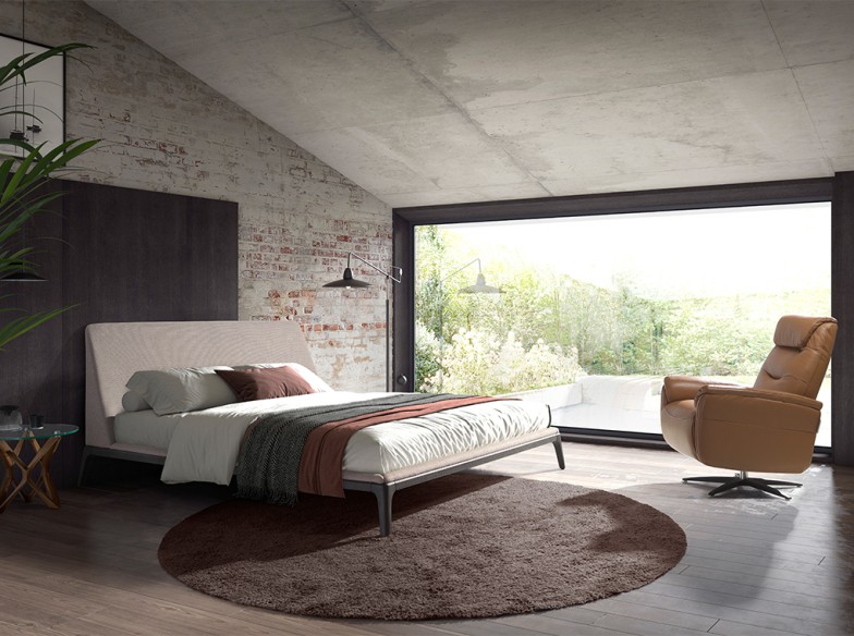 Sillón relax giratorio piel marrón